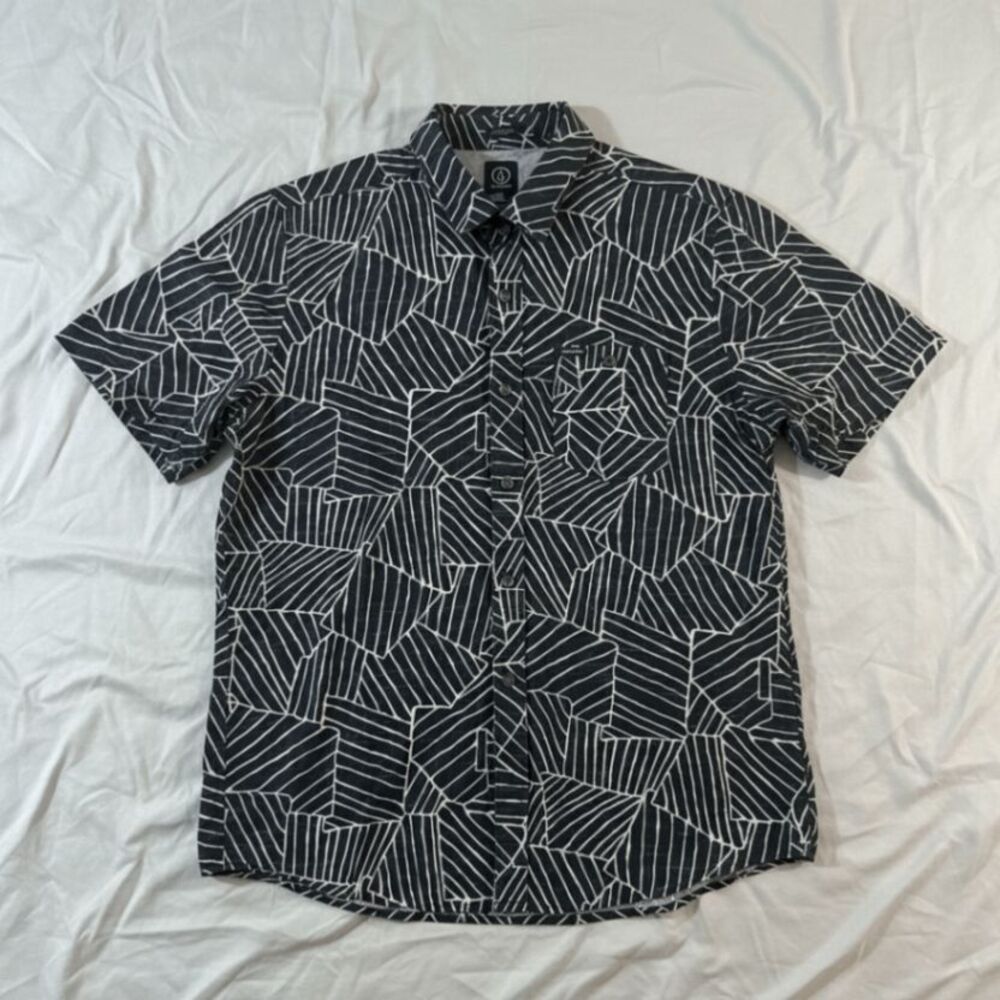 Volcom Men's T-Shirt Black Geometric Short Sleeve Medium M